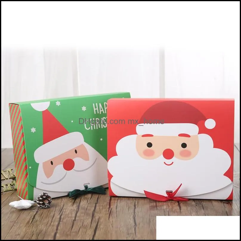 Christmas Eve Big Gift Box Santa Claus Fairy Design Kraft Paper Card Present Party Favor Activity Red Green Gifts Package Boxes