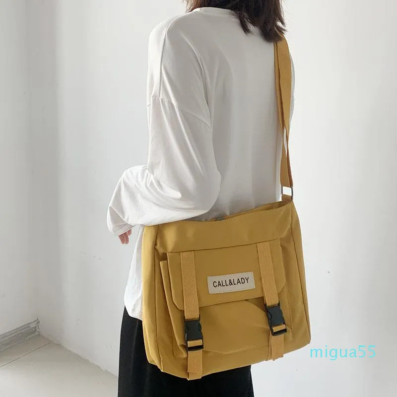 Bolsas de ombro lona mulheres messenger bag coreano grande crossbody para estudante bolsas de nylon satchels flap bolso