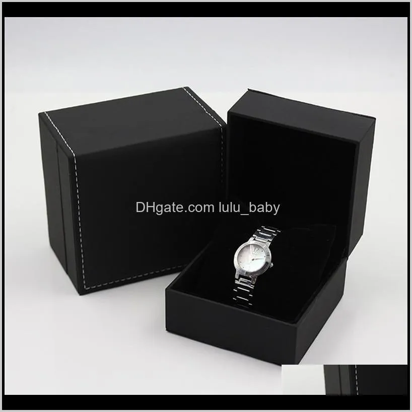watch box black pu leather jewelry storage box with pillow single slot watch gift box for men and women