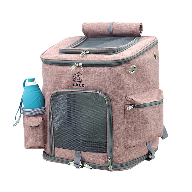 PetLuv Soothing Happy Cat Carrier Air Flow Mesh Foldable Backpack for Small Dogs Cats Double Entry Ideal for Travel Outdoors