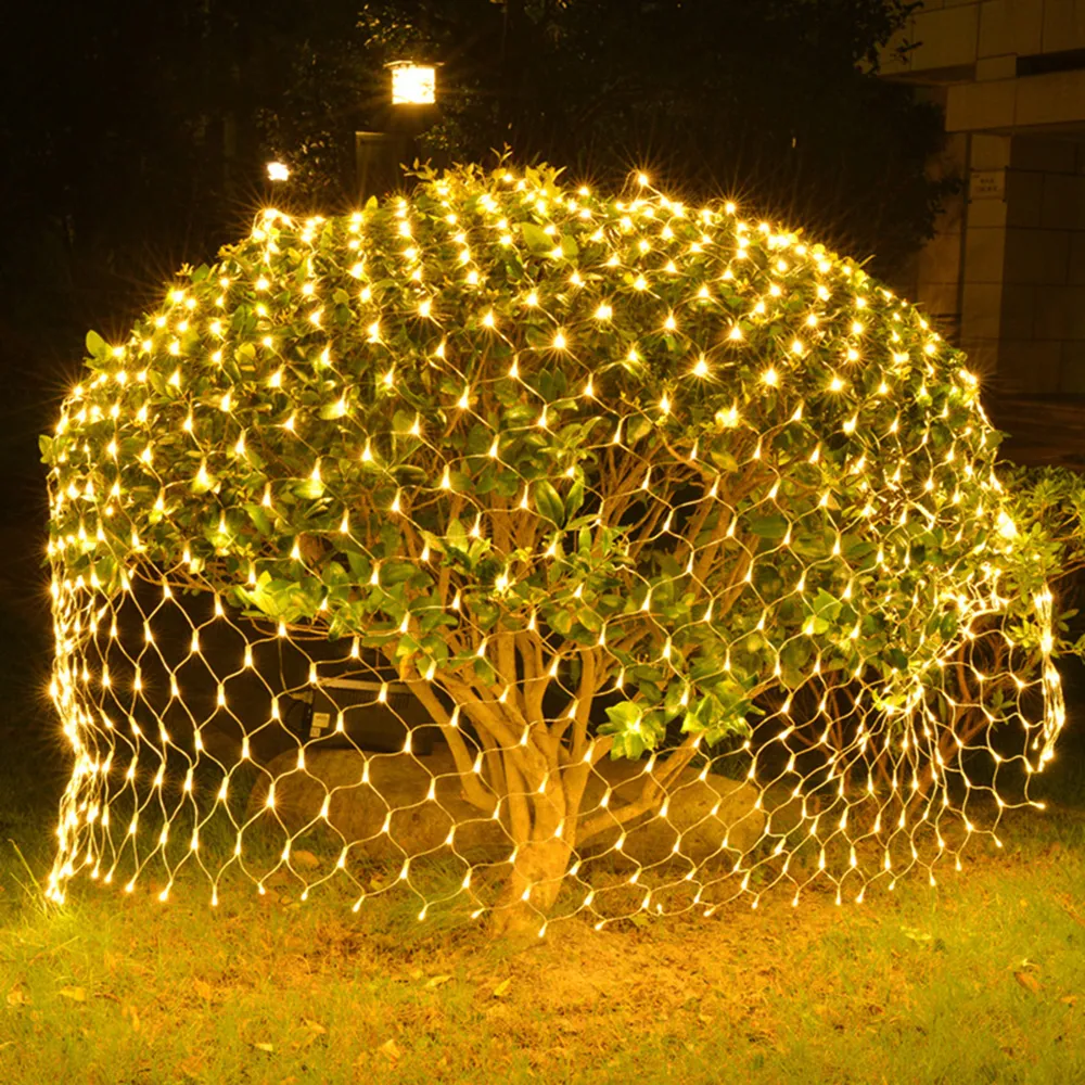 LED 1.5*1.5 m 100 grille fée noël maison jardin rideau lumineux lampe en filet
