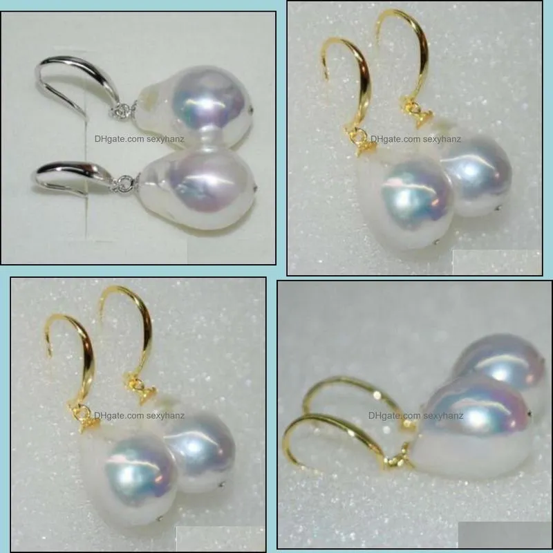 Other Fashion Jewelry ++ Luster Smooth Rare White 11.5-12*14 Mm Baroque Kasumi Pearl Dangle Earring