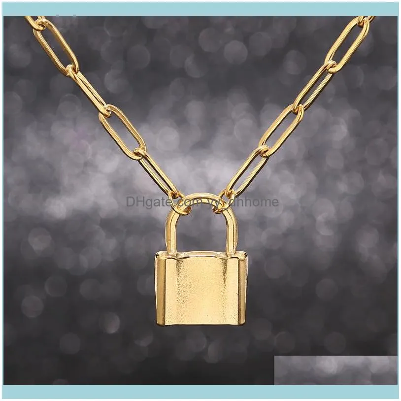 Chains Stainless Steel Punk Padlock Pendant Necklaces Brand Link Chain Rock Hiphop Key Lock Gift For Man Women