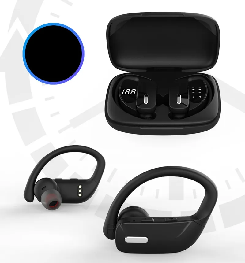 T16 T17 Cuffia bluetooth wireless TWS SPORT ARIFICA AUR-EAR AURPHPHOPHOFFICE 5.0 Black con base di ricarica