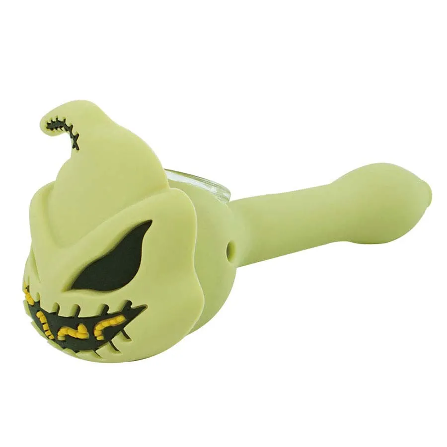 Pipa in silicone per pipa ad olio da 4,6'' Oogie Boogie Man dab rig con braciere in vetro