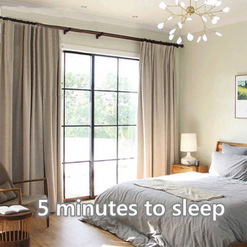 ベッドルームのための100％の遮光カーテン寝室のリネンカーテンドレープ窓の治療室の習慣はブラインド210712