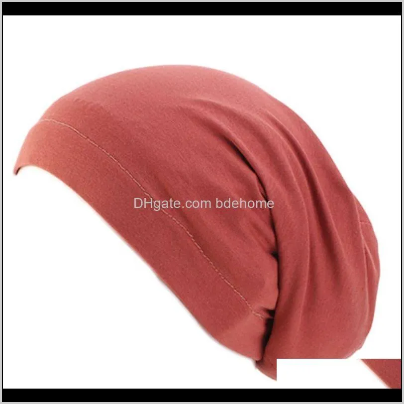 women satin lined sleep cap hair loss chemo elastic wide band slouchy beanie hat 83xf1