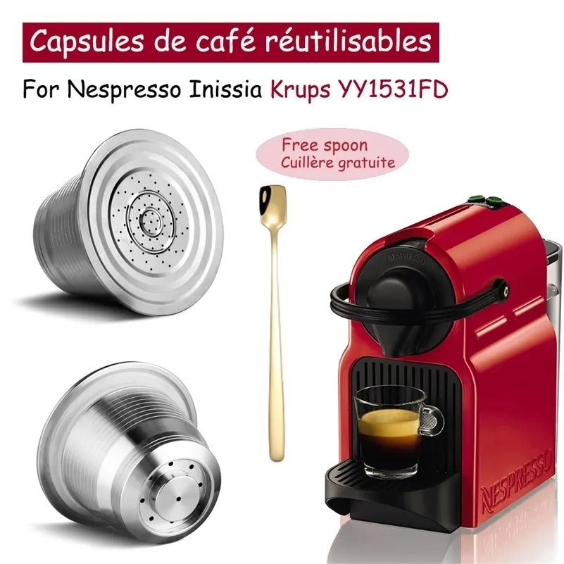 Kaffeekapsel für Nespresso Inissia Krups YY1531FD Edelstahl-Kaffeefilter wiederverwendbarer Kaffee Crema Maker 210712