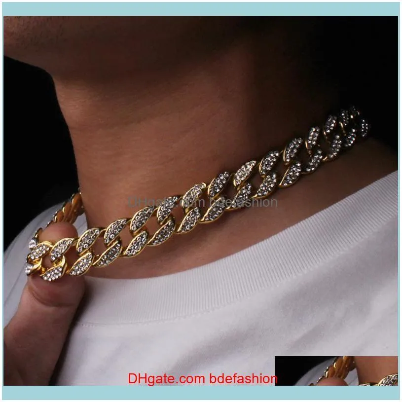 Hip hop BLING fashion chain jewelry men`s gold and silver  Cuba chain necklace diamond necklace
