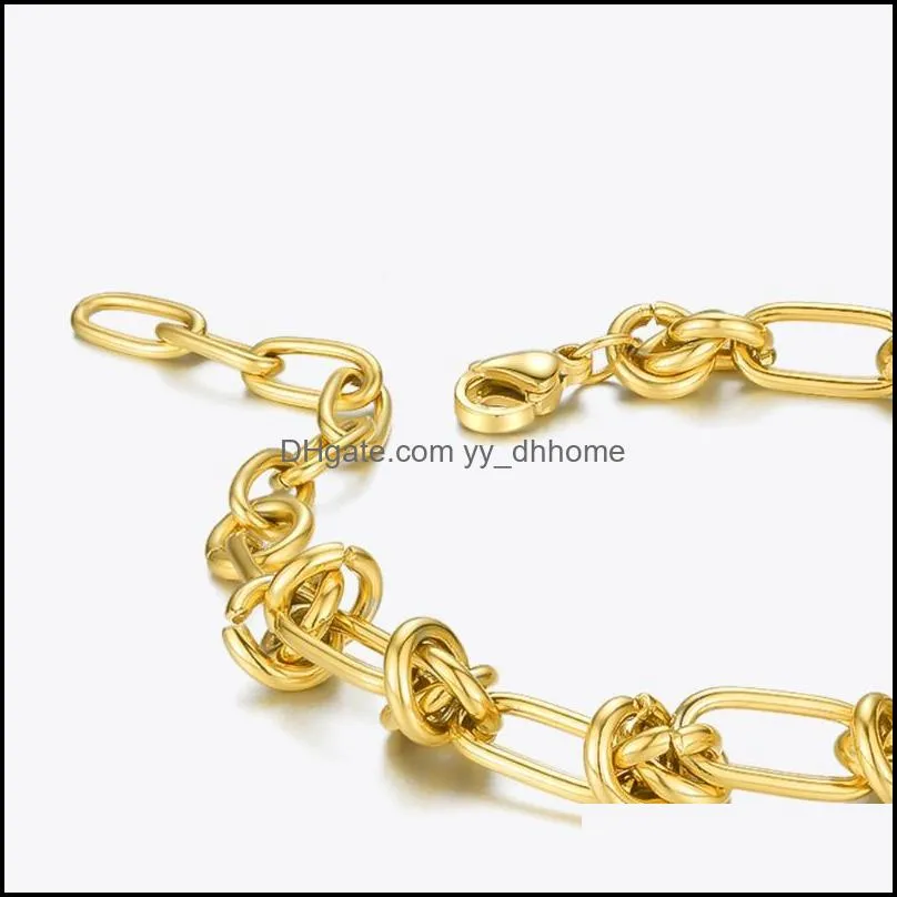 Link, Chain ENFASHION Weave Knot Bracelet For Women Gold Color Stainless Steel Link Bracelets 2021 Gift Fashion Jewelry Pulseras