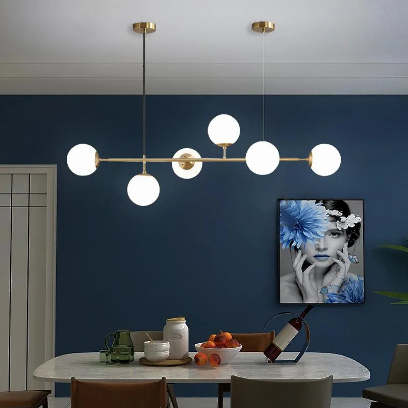 Pendant Lamps Modern Chandelier Lighting For Dining Room Living Kitchen Decor Fixtures E27 AC85-265V Glass Chandeliers