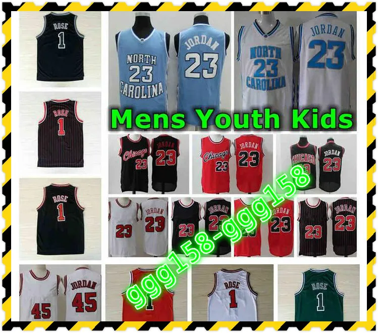 Vintage Mens Youth Kids Classic Mesh 1 Derrick Rose CHICAGOan Koszulka do koszykówki Autentyczne szyte 23 North Carolina Michael Retro Jerseys