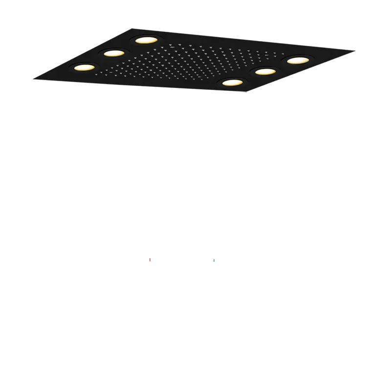 Matte schwarze Dusche Wasserhähne 50x36 cm LED Badezimmer Einbettungsdecke versteckte Niederschlagsdusche