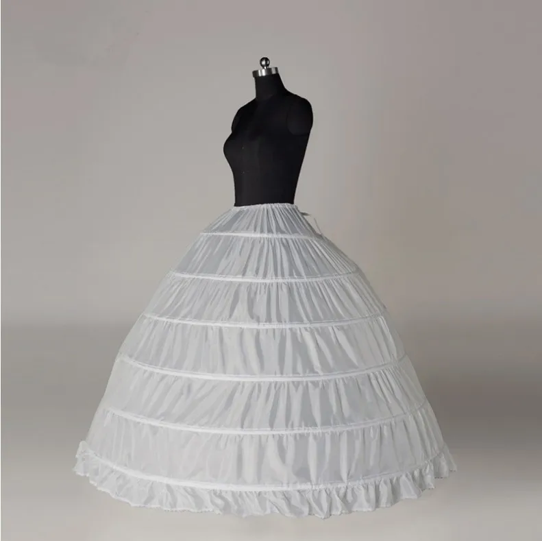 Bollklänning Stora Petticoats Vit 6 Hoops Puffy Underskirt för Quinceanera Klänning Crinoline Plus Storlek Bröllop Bröllop Tillbehör