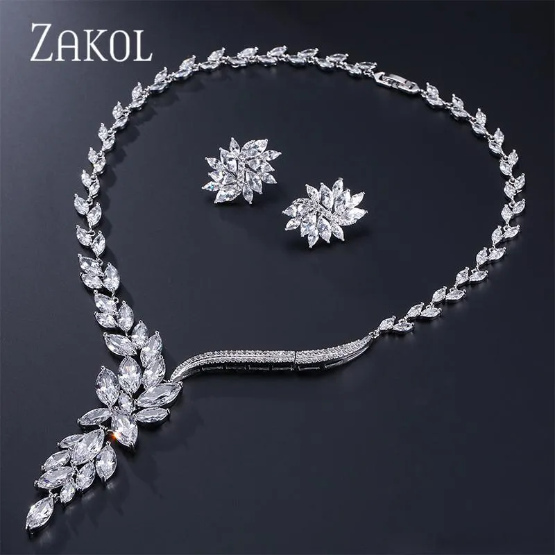 Brincos colar de jóias de casamento zakol Conjunto