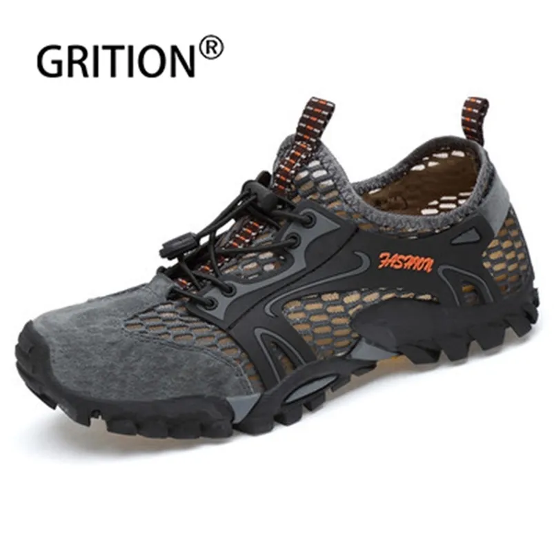 Grition Men Sandals Non Slip Oddychający Wading Creek Buty Casual Letnie Wędrówki Mesh Outdoor Fishing Boot Luksusowa Marka Szybki Dry 210624