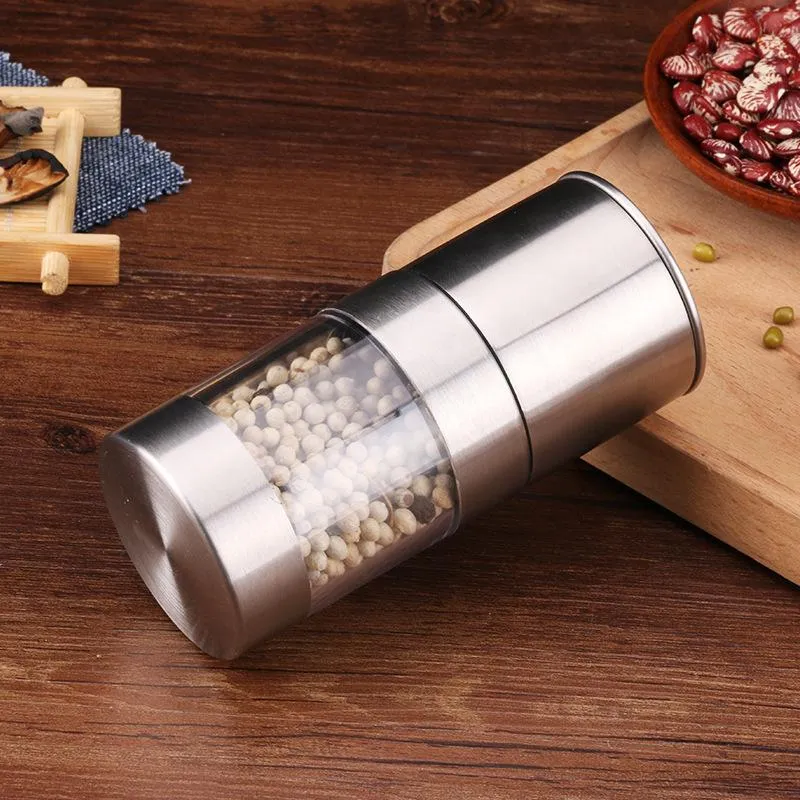 Manual Pepper Mill Salt Shakers One-handed Pepper Grinder Stainless Steel Spice Sauce Grinders Stick Kitchen Tools DH8578