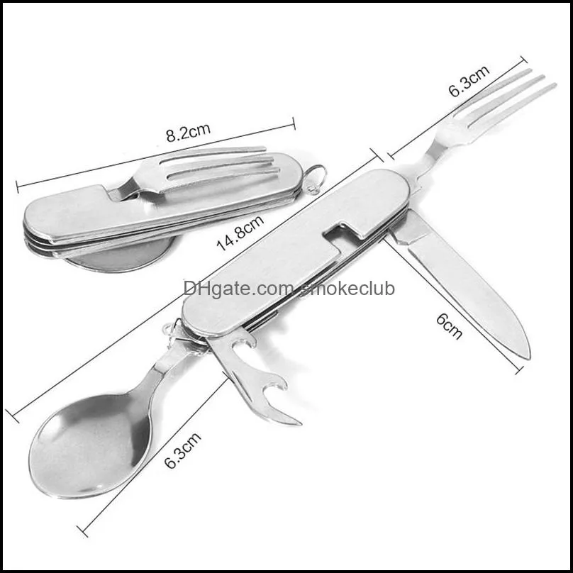 Outdoor Multifunctional Folding Tableware Detachable Spoon Knife And Fork Bottle Opener Portable Camping Dinnerware Combination