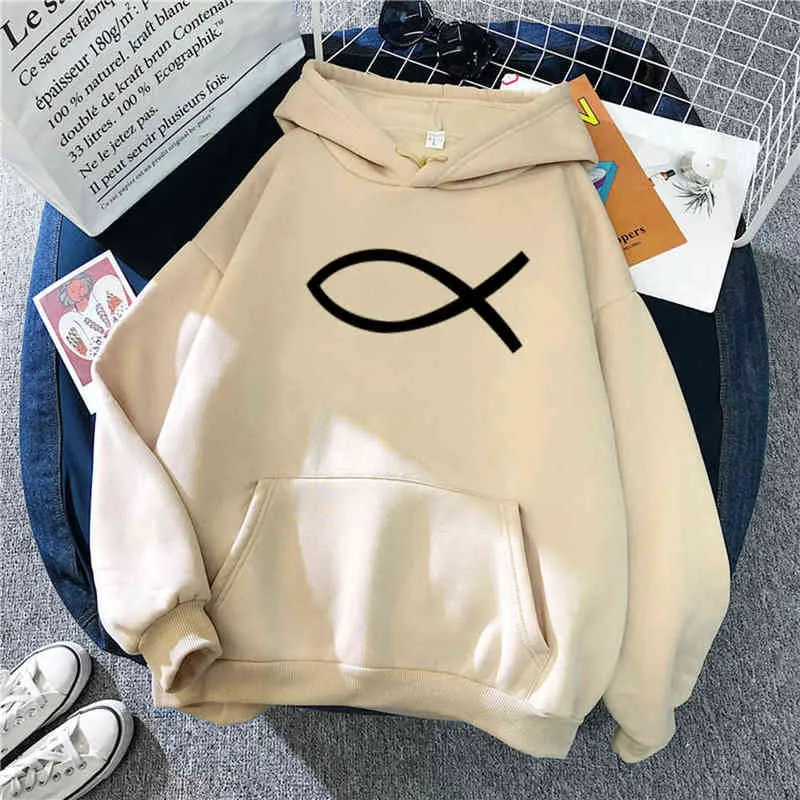 İsa Balık Baskı Hoodies Adam Harajuku Polar Pocket Kapşonlu Streetwear Erkek Rahat Gevşek Giysi Erkek Yeni Vintage Anime Hoodies H1227