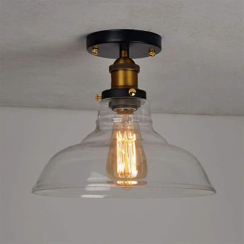 Lampy sufitowe Przemysłowe Vintage Lampa Szklana Retro Loft E27 LED Dining Roal Room Cloakroom Balkon Korytarz Werand Light