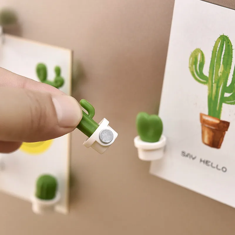6Pcs/Pack Cactus Fridge Magnet Cute Succulent Plant Magnet Refrigerator Message Sticker Home Decoration 586 V2