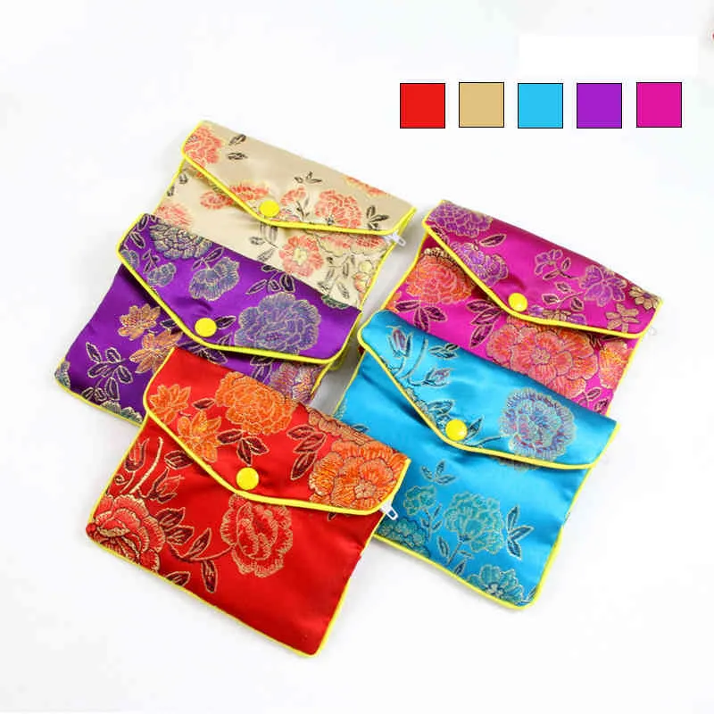 Sieraden Zijde Purse Pouch Kleine Sieraden Gift Bag Chinese Brocade Geborduurde Munt Organizers Pocket voor Dames Meisjes