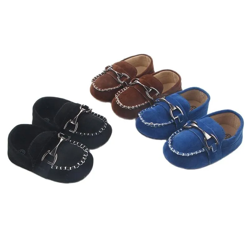 Första Walkers Baby Boy Shoes för 0-18m Född Casual Toddler Spädbarn Loafers Bomull Soft Sole Moccasins