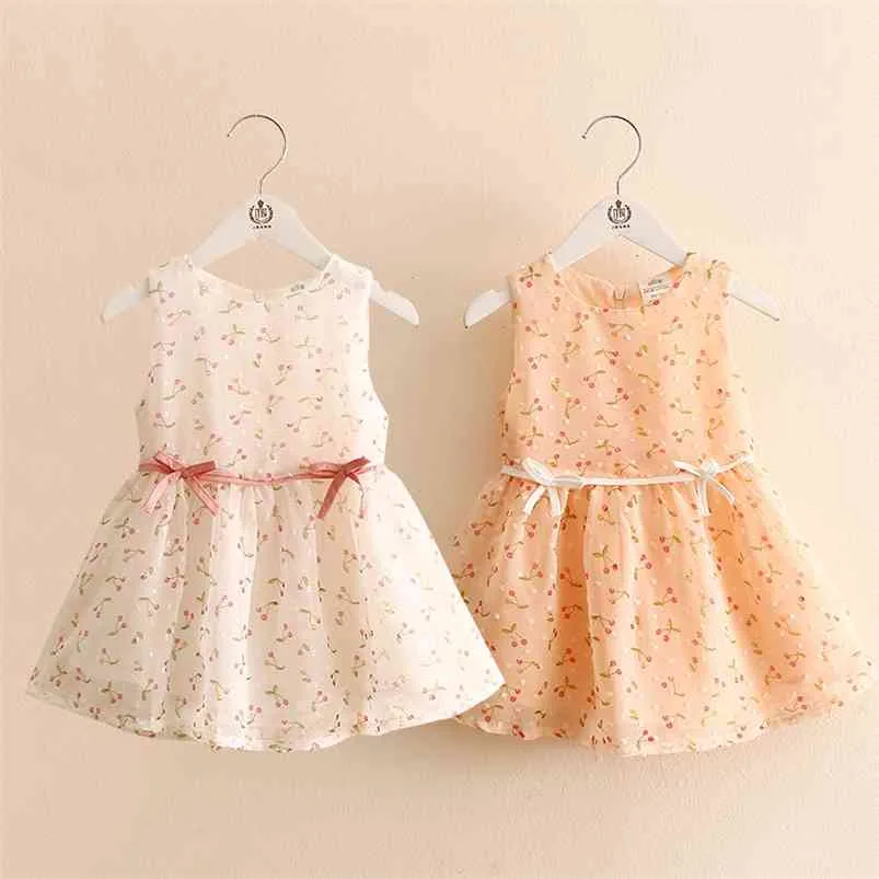 Summer Cute 2 3 4 5 6 7 8 9 10 Birthday Party Wedding Print Bow A-Line O-Neck Sleeveless Baby Kids Girls Mini Dresses 210625