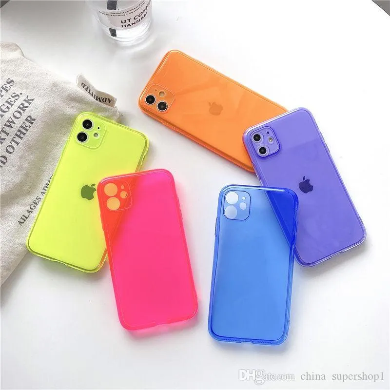 Nieuwe fluorescerende kleur Hele gedekte nauwkeurige camera Bescherming Cases voor iPhone 11 iPhone X MUTI Colors Optionele Hoge Kwaliteit Cover