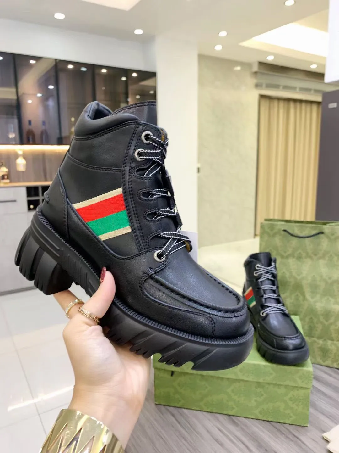 Check lace discount up boot