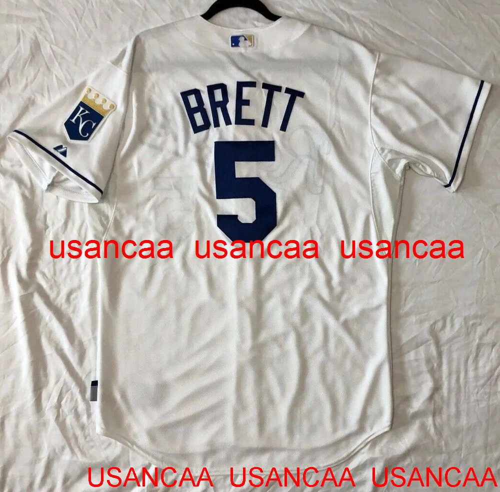 Stitched # 5 GEORGE BRETT White JERSEY Throwback Maglie Uomo Donna Youth Baseball XS-5XL 6XL