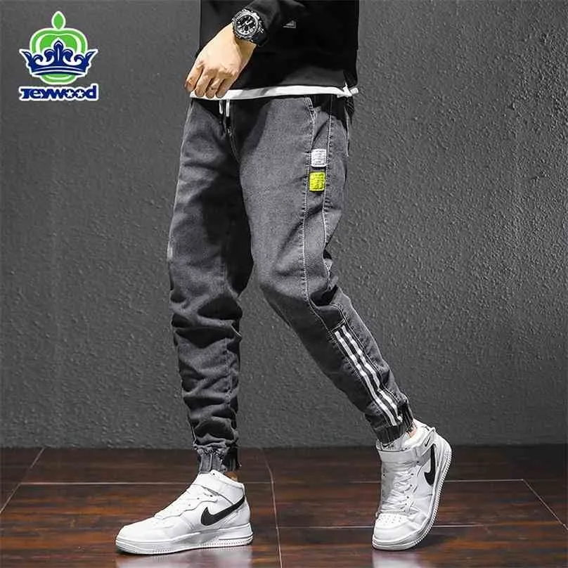 Jeans cargo da uomo larghi Moda Harlan Cotton Streetwear Pantaloni Harajuku Pantaloni da jogging Pantaloni a vita elastica Uomo M-3 4XL 210716