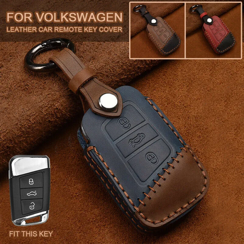 Ny Läder Key Cover Remote Case Shell för VW Passat 2015 - 2020 B8 Kodiaq Superb A7 Bill Case Key Holder