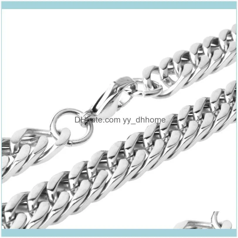 Chains Fashion Mens Chain 6/8/10 Mm Heavy Never Fade 316L Stainless Steel Double Curb Link Boys Necklace Wholesale Gift