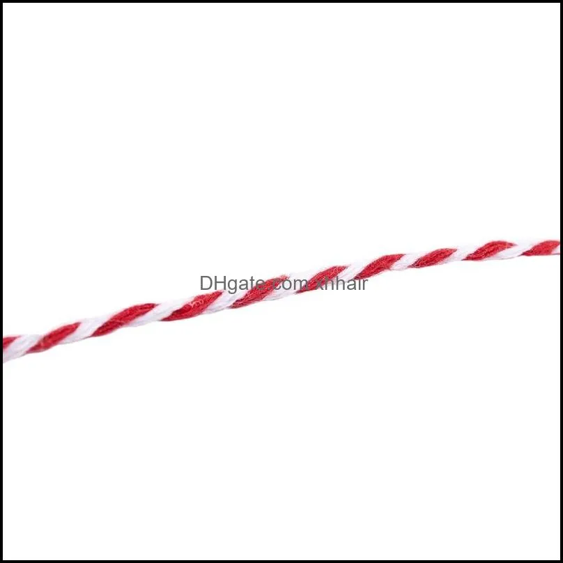 100m/roll 1.5-2mm Cotton Twine Stripe Line for Wedding Party Favour Gift Craft Package Supplies(red+white)1