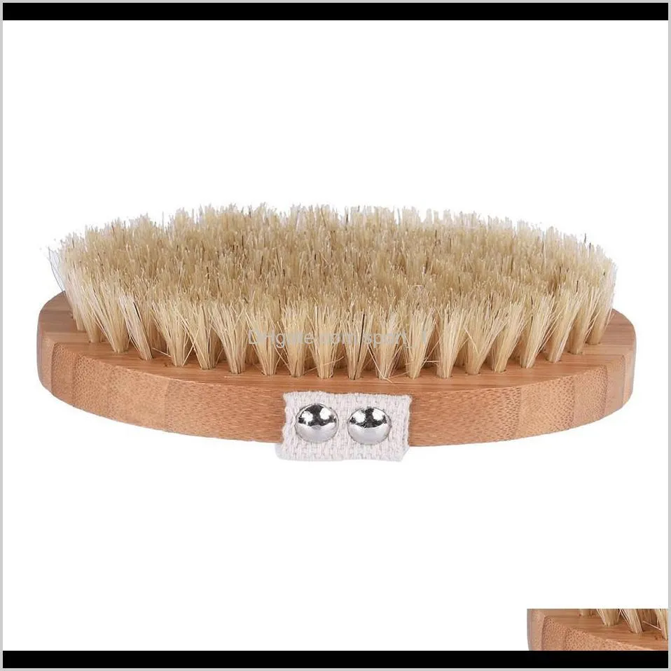 dry skin body soft natural bristle brush wooden bath shower bristle brush spa body brush without handle