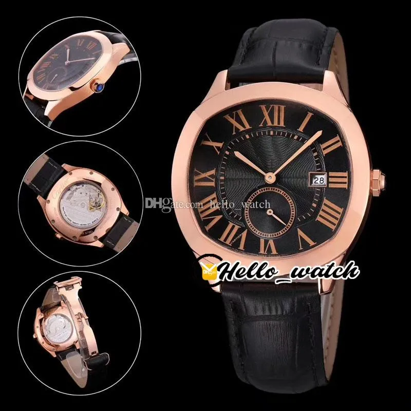 41mm Drive De WGNM0003 WGNM0004 Orologi quadrante nero Orologio da uomo asiatico 2813 Cassa in oro rosa Cinturino in pelle marrone Alta qualità 10 colori Hello_watch