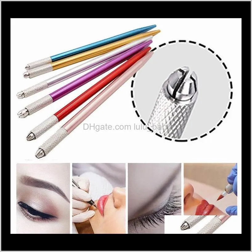 100pcs semi-permanente de maquiagem caneta 3d de bordado manual de maquiagem Tatuagem Microblade Pen 5 cores JDPRU W95RK