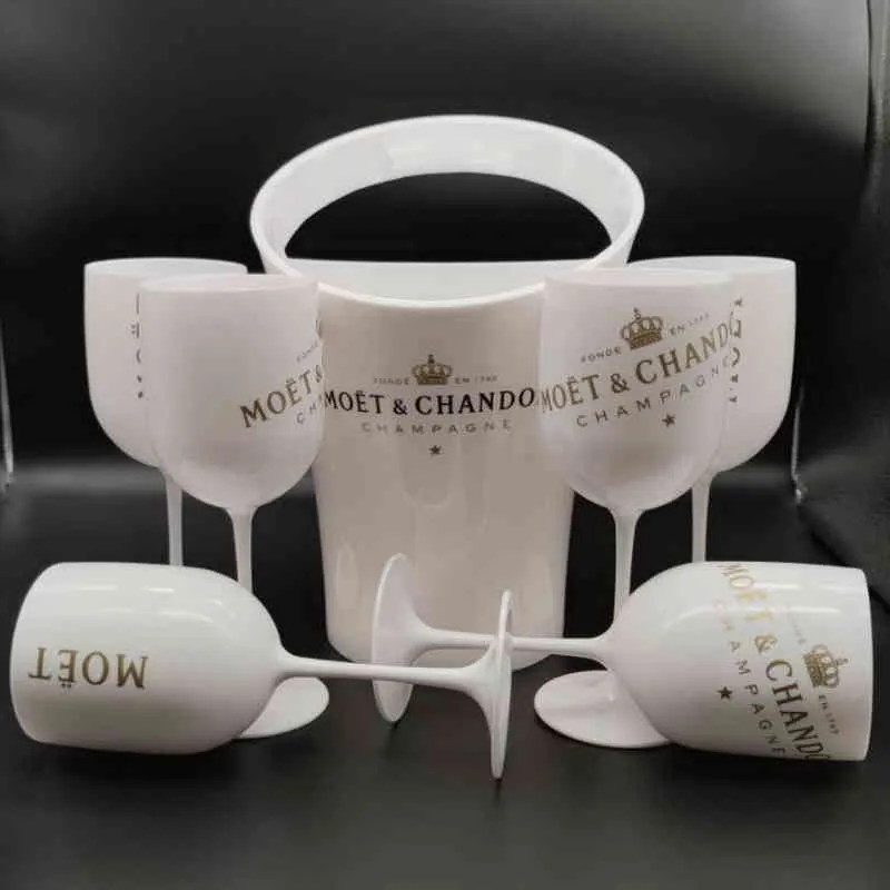 Ice Buckets And Coolers with white glass Moet Chandon Champagne glass Plastic