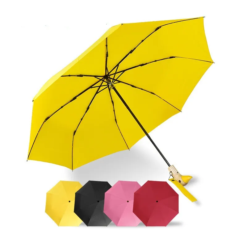 Fashion Cute Duck Head Parasol Rainy Creative Folding Umbrellas For Women Men UV Windproof Umbrella