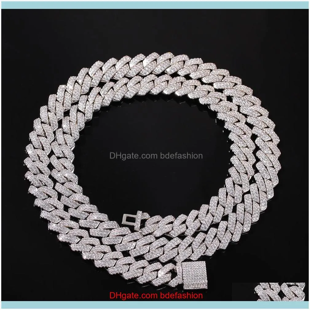 14mm Cuban Chain Micro Pave Cubic Zircon Luxury Bling Bling Full Iced Out Hip hop Jewelry