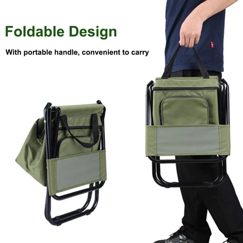 Folding Fishing Chair Backpack Insulation With Cooler Bag Portable
