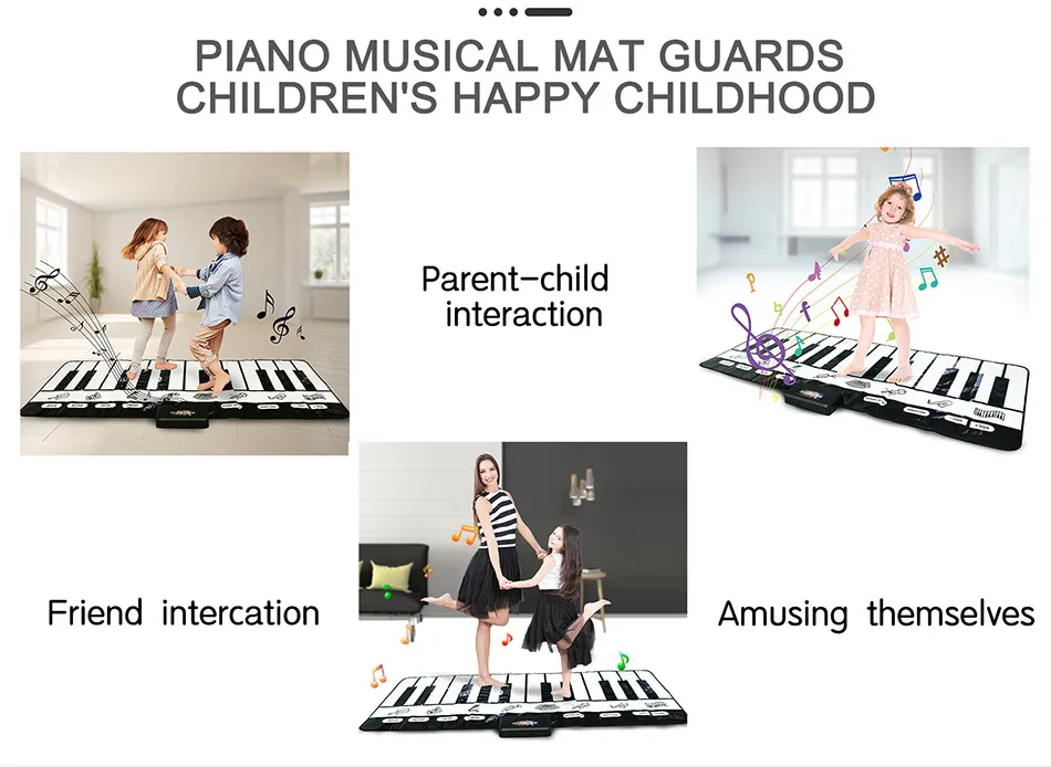 179x72cm Grande Piano Musical Jogando Esteira 24 Teclas Piso