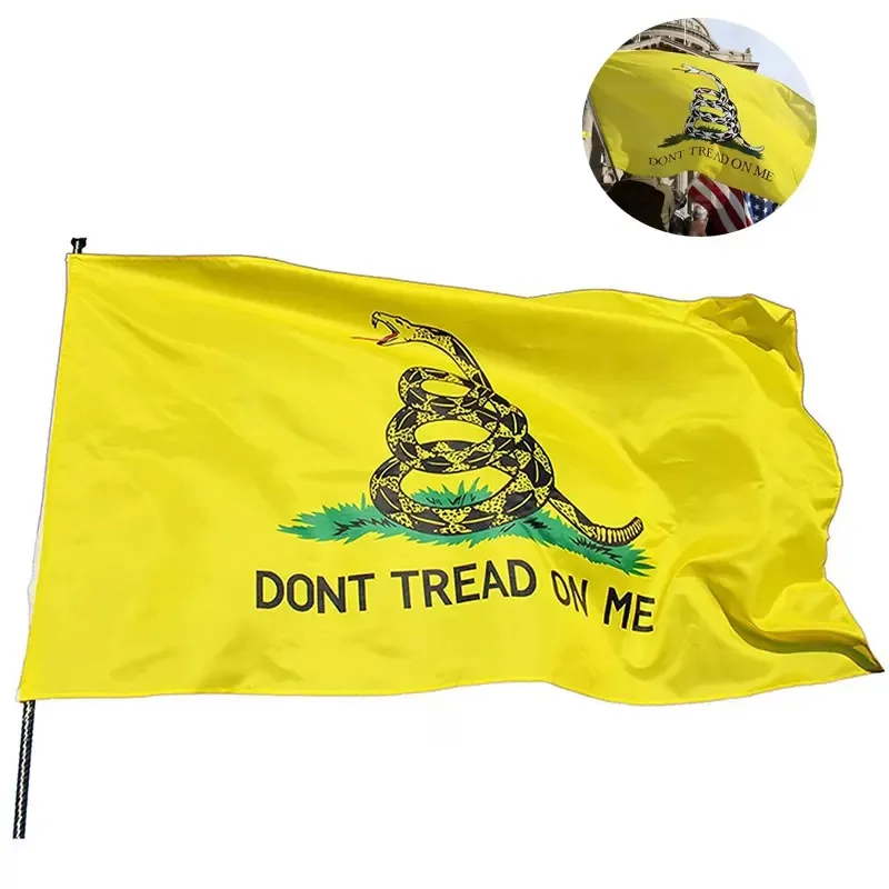 90X150cm Dont Tread On Me Tea Party Rattle Snake Gadsden Flag USA Yellow Snakes State Flags
