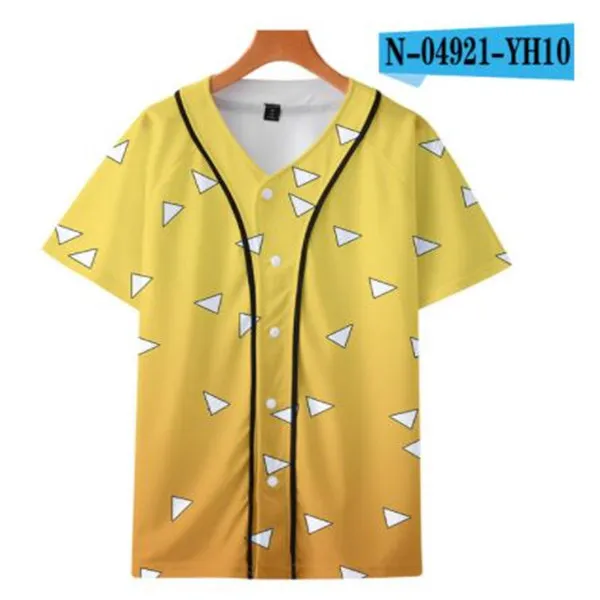 Maillot de baseball personnalisé Boutons pour hommes T-shirts Homme T-shirts Impression 3D Chemise Streetwear T-shirts Chemises Hip Hop Vêtements Impression avant et arrière 072