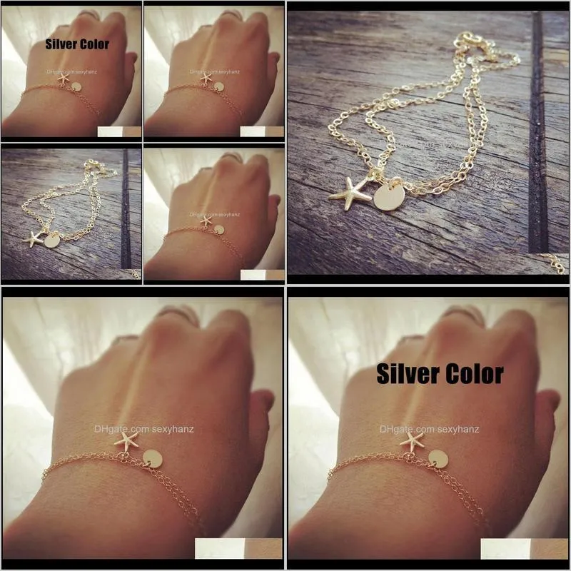 Charms Bracelets Women Boho Starfish Alloy Tassel Multilayer Bracelet for Women Jewelry Accesorios Armband Pulseiras