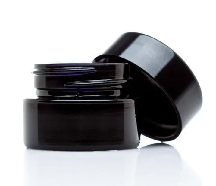 UV Protection Full Black 5ml Glass Cream Jars Packaging Bottles