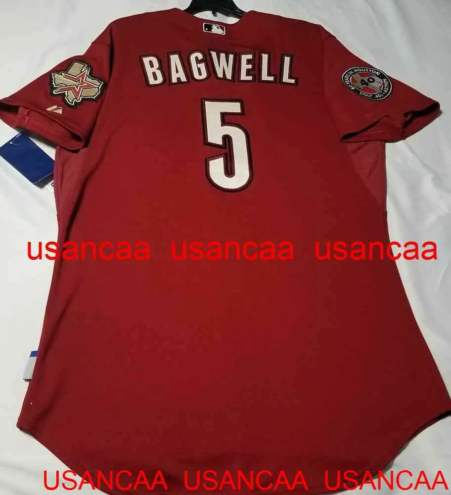 Stitched #5 JEFF BAGWELL Red JERSEY Throwback Koszulki Mężczyźni Kobiety Youth Baseball XS-5XL 6XL