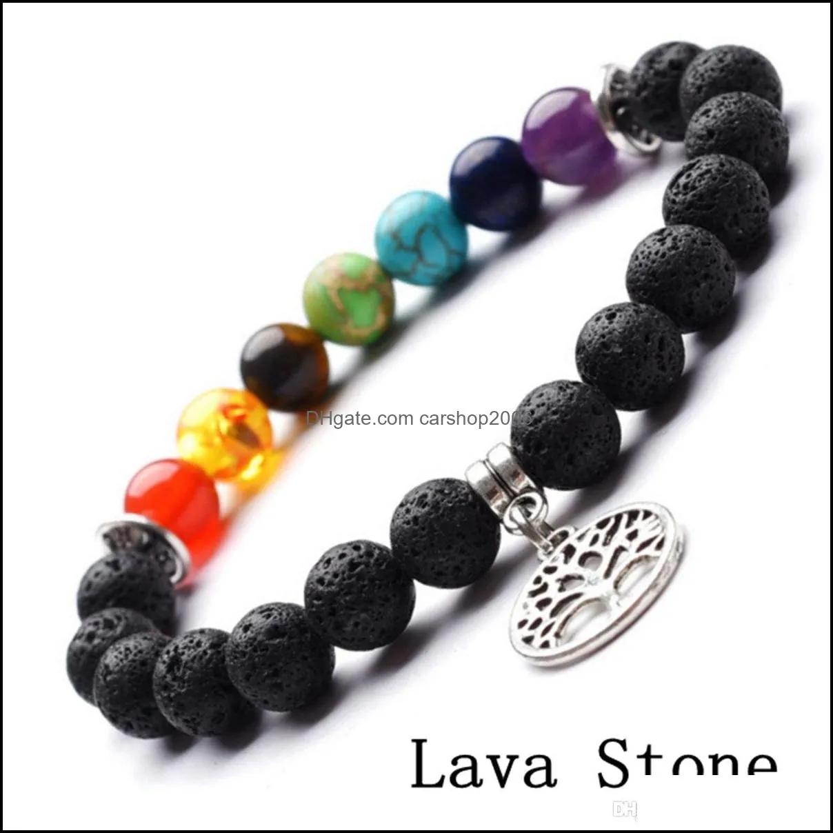 Seven chakra bracelet yoga couple love life tree pendant 8MM fashion fashion meaning wrist jewelry