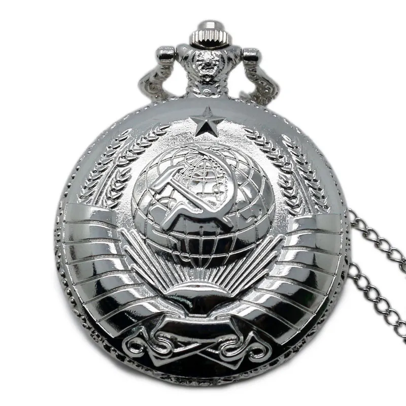 Retro Russia Soviet Union Russian Flag Hammer & Sickle Pocket Watch Hook Design Fashion Casual Necklace Chain Gift for Men Women 2017 Gifts (24)